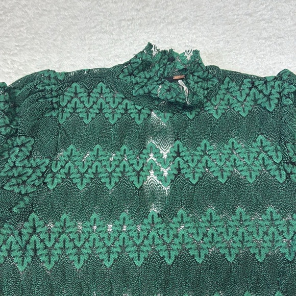 Free People Green Mock Neck Bishop Sleeve Dress - Picture 6 of 11